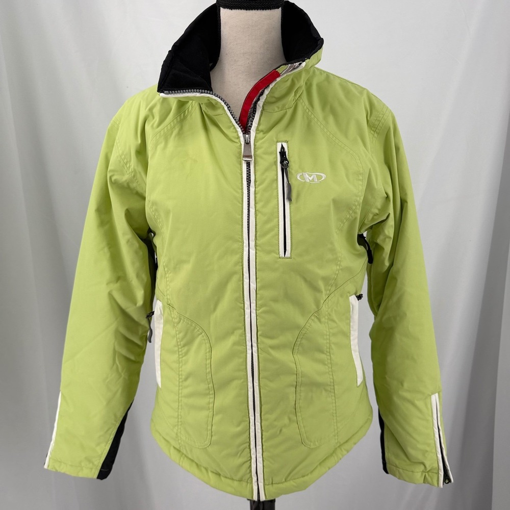 Marker Womens Lime Green Insulated Ski Snowboard Jacket Size 8 Full Zip Pockets
